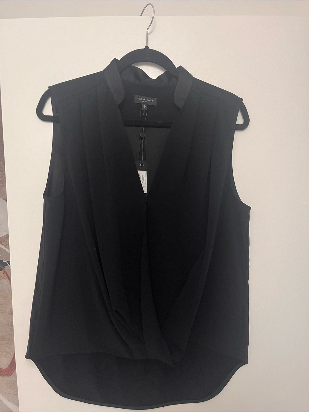 rag & bone Black Sleeveless Draped V-Neck Camisole